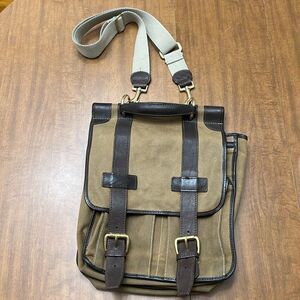 Vintage Mulholland Brothers Canvas & Leather  Bag  Adjustable Strap Brown